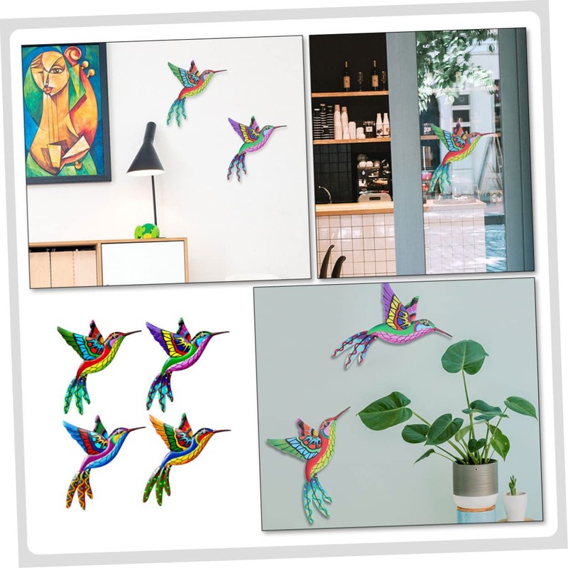 Mipcase 4Pcs Metal Hummingbird Wall Art Sturdy Iron Decor for