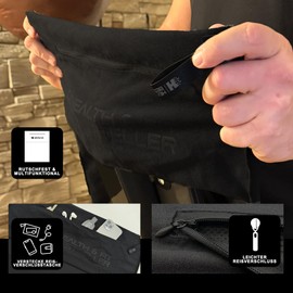 Health & Fit Premium Fitness Towel with Magnet & Zip Pocket - Microfibre Sports Towel, Quick-Drying & Compact, Ideal for Gym & Training (Black)