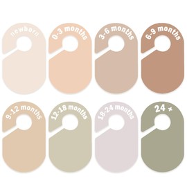 eoscasely Baby Closet Divider, Baby Wardrobe Organizer, Double-Sided Design, Nursery Decor Clothes Hanger Dividers for Sorting 8 Sizes from Newborn to 12+ Months (Earth stone)