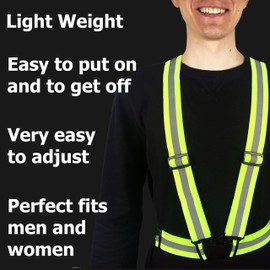 HiVisible Safety Straps Reflective Vest for Running - Hi Vis Suspenders for Men & Women (1 x Reflective Strap Green)