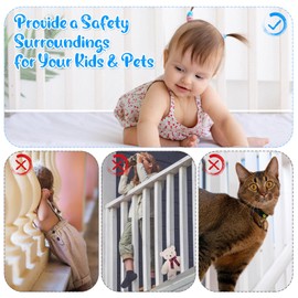 2 Sets Baby Banister Guard, Child Rail Balcony Banister Net Kids Safety Stairway Net Proofing Pet Stair Railing Mesh Guard, Stair Netting Safe for Toddler Puppy Toy Indoor (White, 20 x 3 Feet)