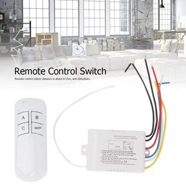 220V Wall Switch with Remote Control On/Off Wireless 3 Way On/Off Digital Remote Control Transmitter Receiver for Lighting Fan