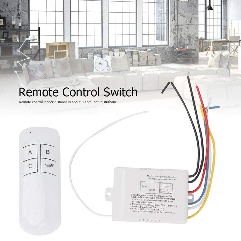 220V Wall Switch with Remote Control On/Off Wireless 3 Way