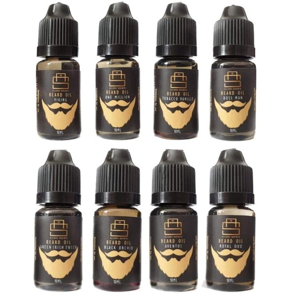 Beard Oil 8 Scents Bundle - Inspired Grooming Formula for Growth & Conditioning, Fresh & Healthy Soft Beard