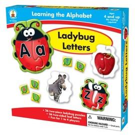 Carson Dellosa Lady Bug Letters Game, 26 2-Sided Ladybugs and Leaves Alphabet Puzzle, abc Kindergarten and Preschool Learning Activities for Toddlers Ages 4+