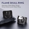 Bandmax Men's Skull Ring - Black Stainless Steel Flame Skull