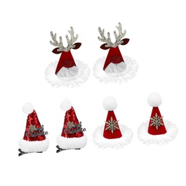 WOONEKY 6pcs Christmas Hat Hair Clips for Boy Girl Cute Santa for Holiday Parties Cosplay Xmas Decor Adorable Hair Accessories for Girls