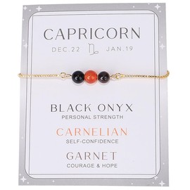 Fuqimanman2020 Zodiac Bead Bracelets Natural Stone Healing Gemstone Crystal Beaded Bracelets Horoscope Stretch Adjustable for Men, Women, Teens-Capricorn