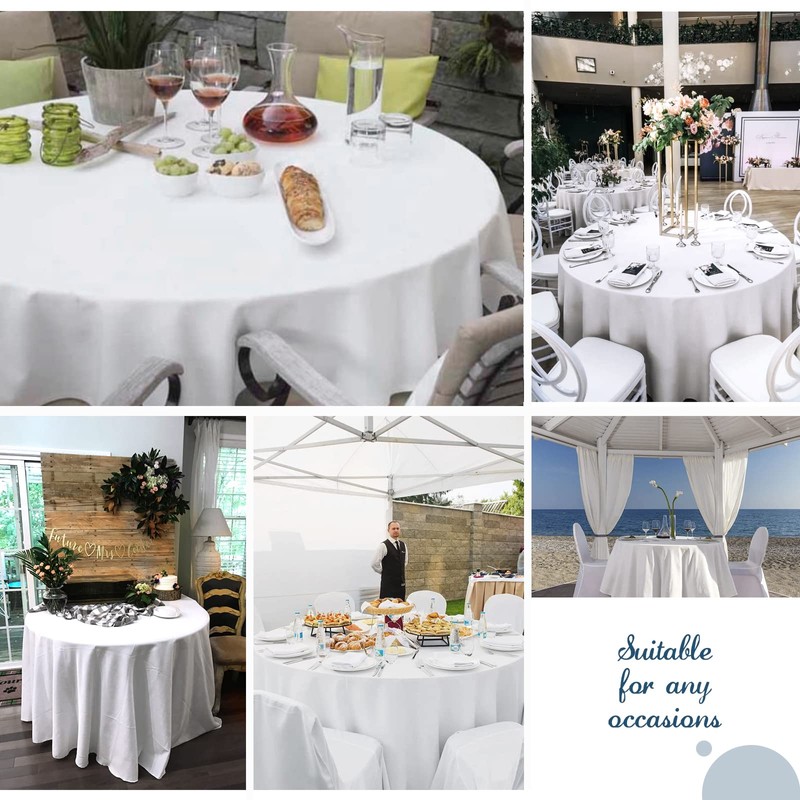1 Pack High Quality Round Tablecloth, 90 Inch, White Polyester