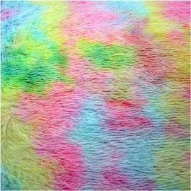 Teddy Fabric Rainbow Faux Fur Fabric from 1 x 1.65 m Polyester Fabric Faux Fur Fleece, Motif: Rainbow 2