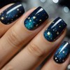 Zernblend 24 Pieces Starry Sky Manicure, Press On Nails, Fake