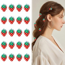 20Pcs Mini Strawberry Hair Clip Fruit Hair Claw Clips for Girls Cute Small Strawberry Hair Clips Little Girl Hair Accessories Strawberry Hair Barrettes for Birthday Hawaii Party Summer Theme Party