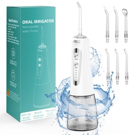 Munddusche Kabellos,Elektrische Zahnreiniger 5 Modi&300ML, Munddusche Testsieger mit 6 Jet-Tipps, Tragbare Zahndusche für Entfernt Speisereste und Reinigt Die Zähne ve