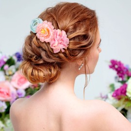 BBTO BBTO 21 Pcs Flower Hair Clip Rose Hair Clips Barrettes for Women Flower Accessories Boho Bride Claw Clip Hairpin Brooch Pin Headpiece for Wedding(Blue, Purple)