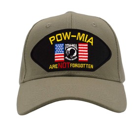 PATCHTOWN POW MIA are Not Forgotten Hat/Ballcap Adjustable One Size Fits Most (Tan/Khaki, Standard (No Flag))