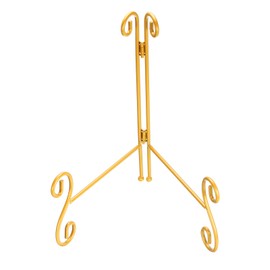 uxcell 10 Inch Plate Stand for Display, Iron Decorative Plate Holders Folding Display Stand Easel for Books, Platter, Photo Picture Frame, Tabletop Art, Gold Tone