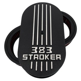 Ansen USA 383 STROKER - SBC Die-Cast Raised Logo - 15'' Oval Air Cleaner Kit Black - Ansen