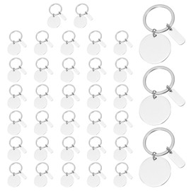PATIKIL Engravable Metal Keychain Stamping Blanks, 35 Pcs Stainless Steel Stamping Blanks Tags Metal Blank with Key Ring for Laser Engraving DIY Crafts Nameplate, Silver Tone