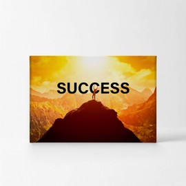 Smile Art Design Success Orange Sunset Sky and Mountain Motivational Canvas Wall Art Inspirational Wall Art Entrepreneur Quote Canvas Print Modern Office Decor Artwork Gift Ready to Hang 11x17