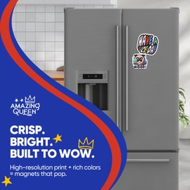 Funny Dog Magnets - Grumpy Woofing Pet - Cartoon Animal Art - Refrigerator - 2 Pack - 5" Wide Design - Sticks to Fridges, Lockers, Toolboxes & More - Made in USA - AQM3669