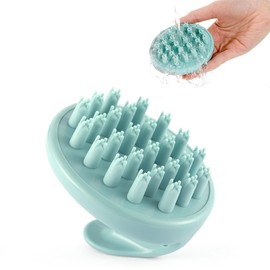 WOVTE Shampoo Brush, Head Scalp Equipment, Easy Operation, Hair Washing Brush, Scalp Cleansing, Home Travel, Portable Relaxation Stress Brush for Scalp (Green)