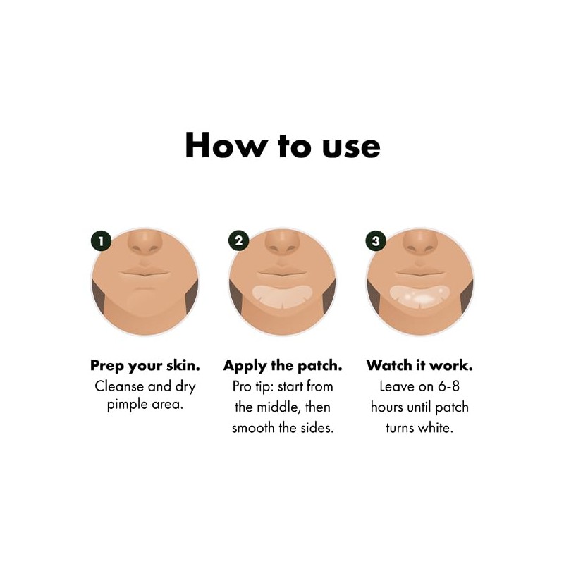 Hero Mighty Patch Chin, XL Hydrocolloid Spot Patches for Overnight