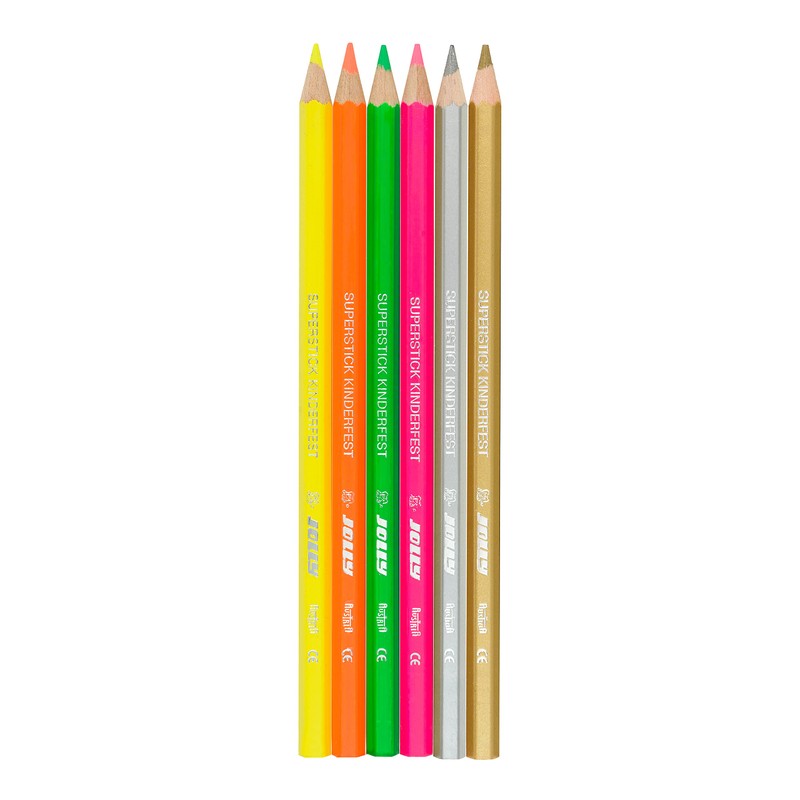 JOLLY EXTRAMIX Bunstifte | 4 Neon Farbstifte + Gold und