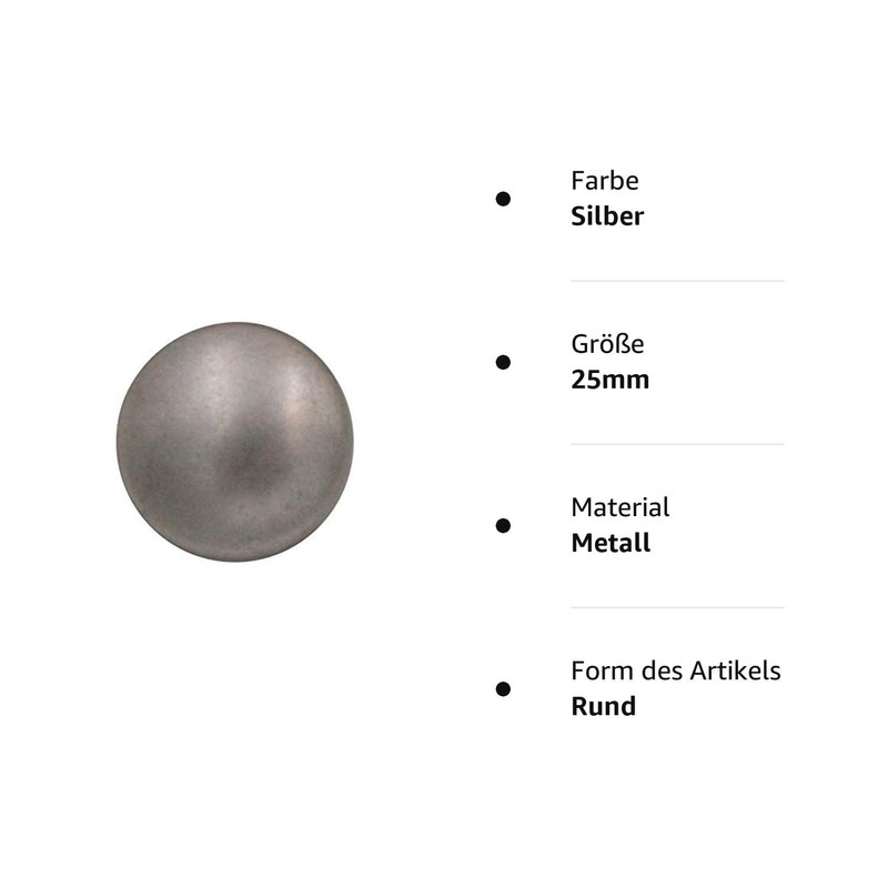 Silver matt slightly curved metal buttons with eyelet (10 pieces)