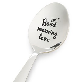 Good Morning Love | Gift for Her Him | Valentine's Day Gift | Long Distance Gifts | Birthday Gifts | Engraved Spoon 7 Inches | Christmas Stocking Stuffer