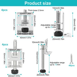 JidRMC 8 Pieces Adjustable Furniture Feet Kit, 55/102 mm Heavy Duty Furniture Levelling Feet, with 48 Small Screws, for Furniture, Table, Shelves, Cupboards, Workbench