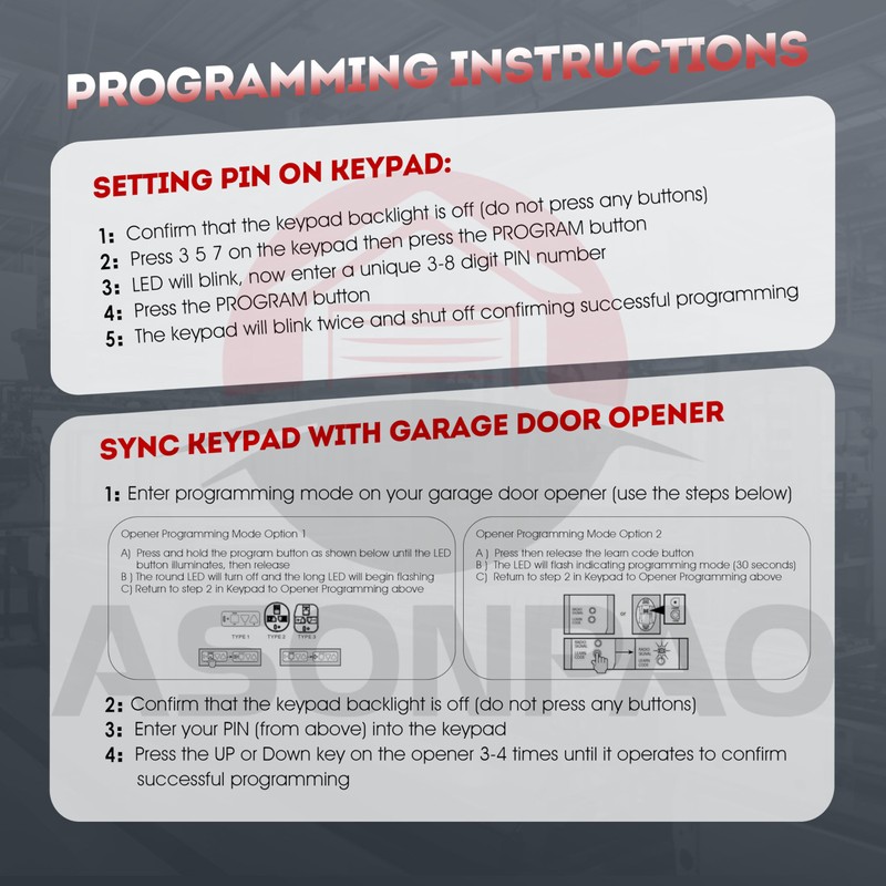 OKP-BX Overhead Door Garage Door Opener Keypad, Wireless (1Pack) 3-Years-Warranty