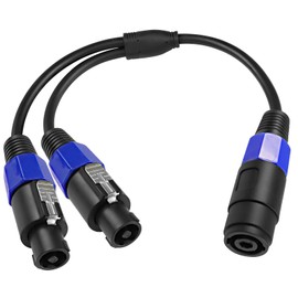 XMSJSIY Speakon Female to 2 Male Splitter Cable Speaker Break Out Twist Lock Audio Cable NL4FC 4 Core Speaker Male (1 Female to 2 Male)