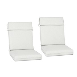 Aoodor 20" x 37" x 2.8" Polyester High Back Segmented Outdoor Chair Cushion, Water Resistant & Fade Resistant Removable Cover, Ties and Zipper for Patio Furniture, Set of 2, Grey