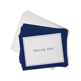 Navy Blue Formal Thank You Cards with Border - 24 Classic Note Cards with Envelopes - Perfect for Business Professionals & Special Events