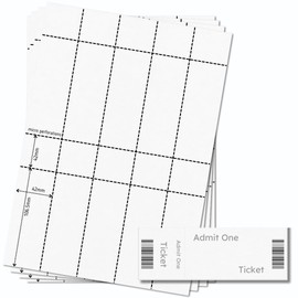 OfficeGear Event Tickets with stub [250 Pack] 148.5mm x 42mm Custom Printable A4 Card 10 Perforated Tickets/Sheet – 25 Sheets of Event Tickets, Raffle, Concert, Admission Incl Template