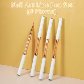 4 PCS Nail Design Brushes, Double-Ended Nail Art Brushes Kit 7/11/15/20mm Nail Paint Brush Thin Nail Art Liner Brush for Nails Gel Polish, Precise Details, Fine Drawing Design for Salon & DIY Use