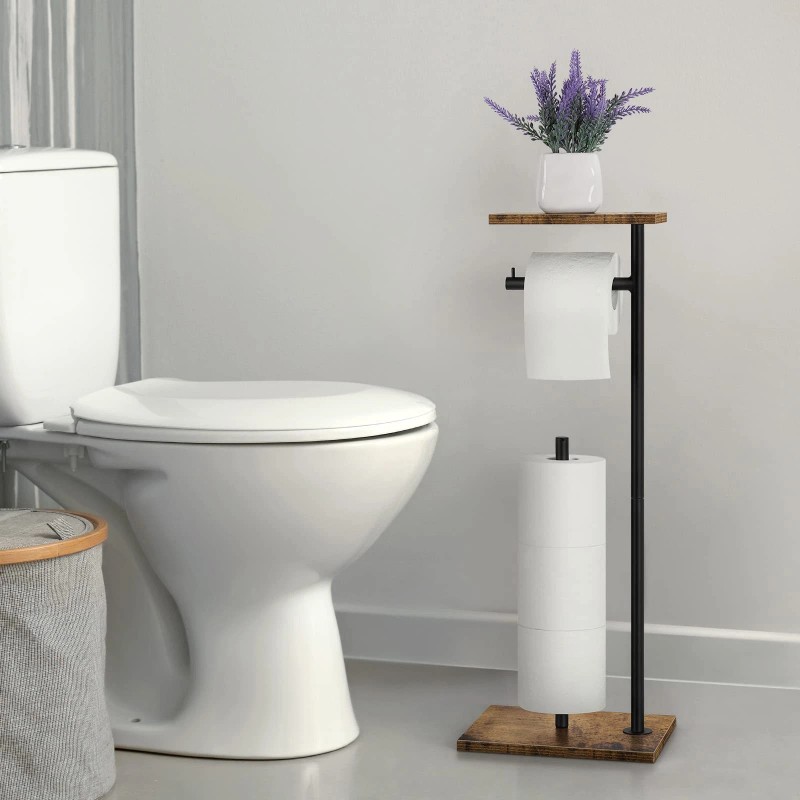 Bty Rustic Brown Farmhouse Toilet Paper Dispenser - FreeStanding Tissue