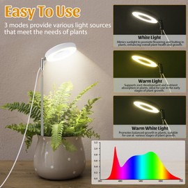 AZFUNN Small Grow Lights for Indoor Plants, Full Spectrum Plant Light with Adjustment Brightness, Time, 3 Spectral Modes, Ease of Use Mini LED Grow Light Lamp