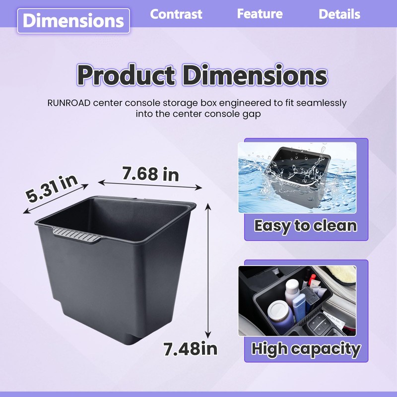 RUNROAD Center Console Storage Box Compatible with 2022 2023 2024