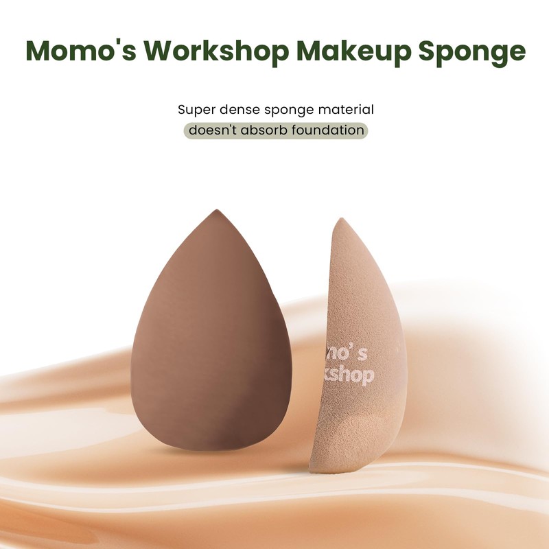 Momo's Workshop 2P Makeup Sponge Set, Soft Makeup Blending Sponges