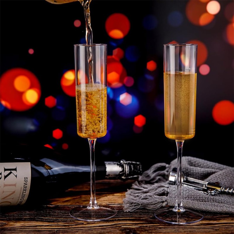 XKONG Plastic Champagne Flutes,6 Oz Unbreakable Goblet Glasses Reusable Champagne