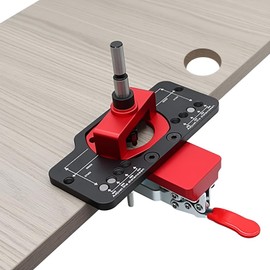 Ctokanvi 35mm Hinge Jig Precision Locator with Drilling Hole Guide, Aluminum Alloy Hidden Hinge Punching Jig, Cabinet Door Hinge Installation Drilling Locator Jig