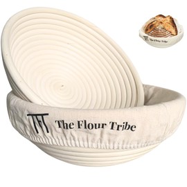 Banneton Bread Proofing Basket: Banneton Basket Set of 2 9 inch Sourdough Proofing Basket Round Dough Proofing Bowls Handmade Rattan w Linen liners for crispy crust, Artisan Sourdough Bread Making Kit