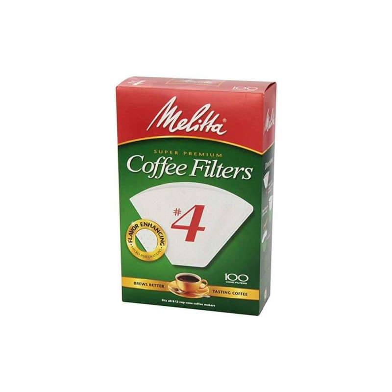 Melitta #4 Cone Coffee Filters, White, 100 Count - Packaging
