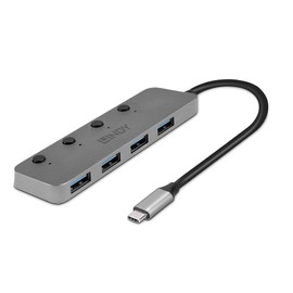 LINDY 43383 4 Port USB 3.2 Gen 1 Typ C Hub mit Ein-/Ausschalter