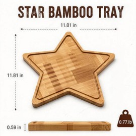 Patriotic Charcuterie, Wooden Star Plate, American 250th Anniversary 11.8 Inch Bamboo Star Shaped, Cheese Board for Holiday Party Decor