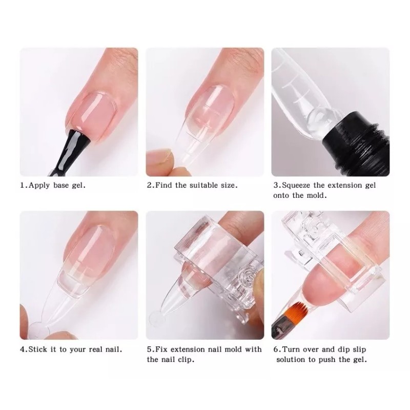 Nail Art 10 Pinza Clip Para Polygel Acrygel Molde Dual