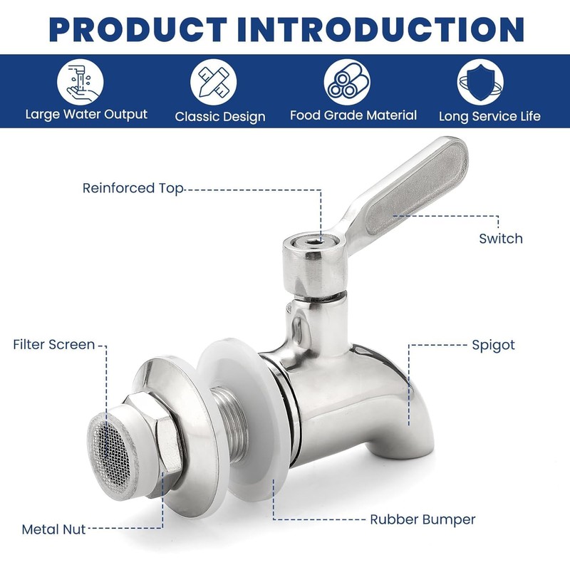 Stainless Steel Spigot for Beverage Dispenser Outdoor Water Faucet Dispenser