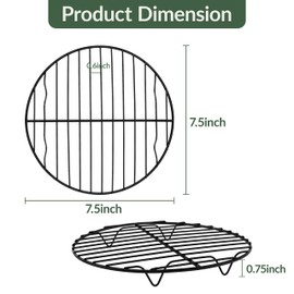 TeamFar Cooling Rack Set of 4, Coated Stainless Steel 7.5inch Round Cooking Wire Rack for Baking/Roasting/Steaming/Grilling/Cooling, Healthy & Sturdy, Oven Safe & Anti-melt, Easy Clean