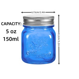 Amzcku Mini Colored Mason Jars 5 oz with Metal Lids - Glass jar for Jam, Honey, Candle, Canning, Wedding Favors, Shower Favors, Food Storage, Jelly, DIY Spice Jars, 24 Pack…